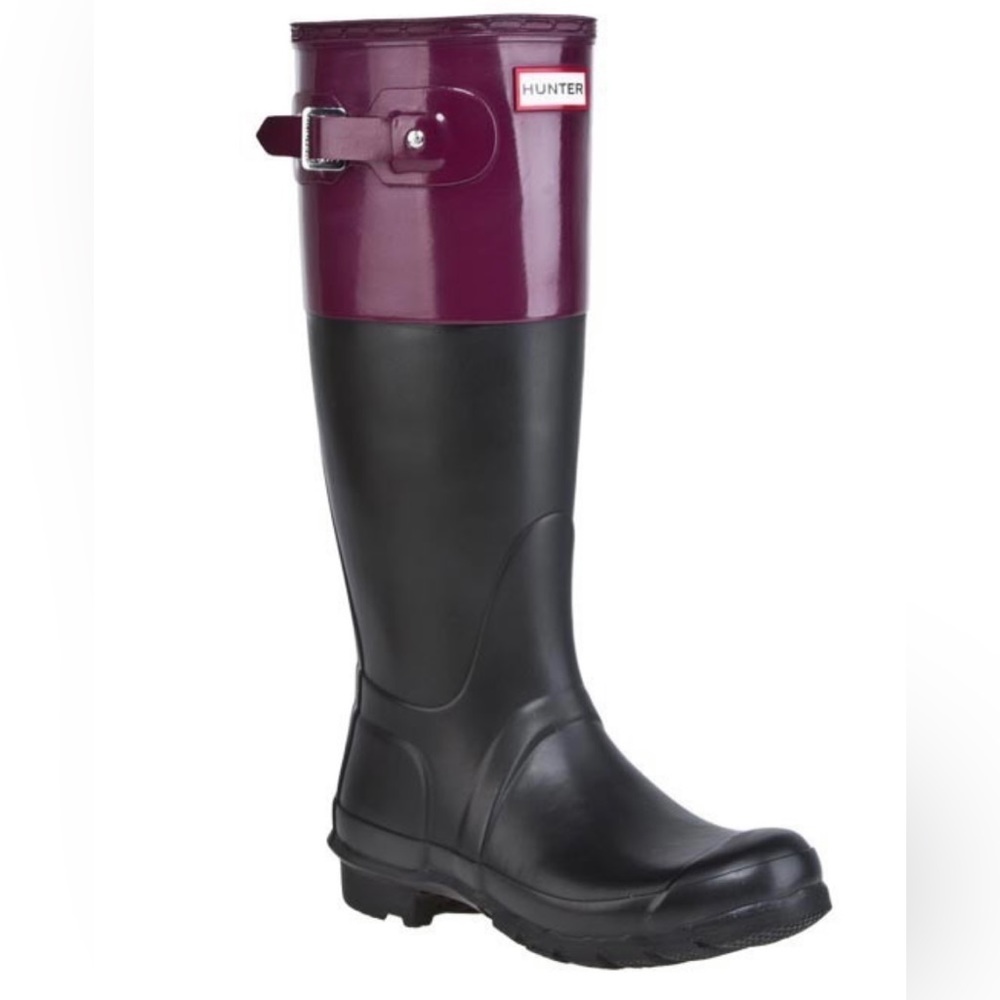 Hunter Original Rain Boots, Black/Purple, Size 9
